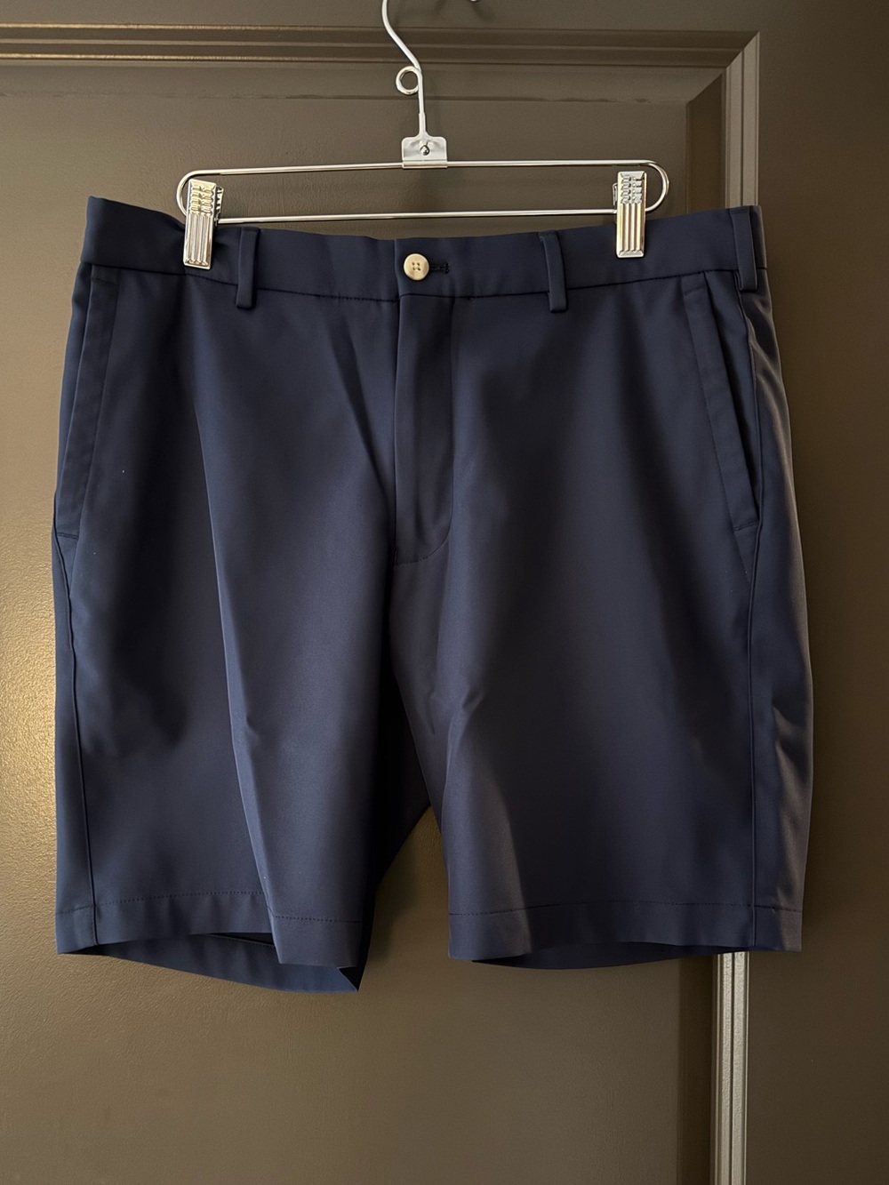 Peter Millar Navy Flat-Front Performance Shorts